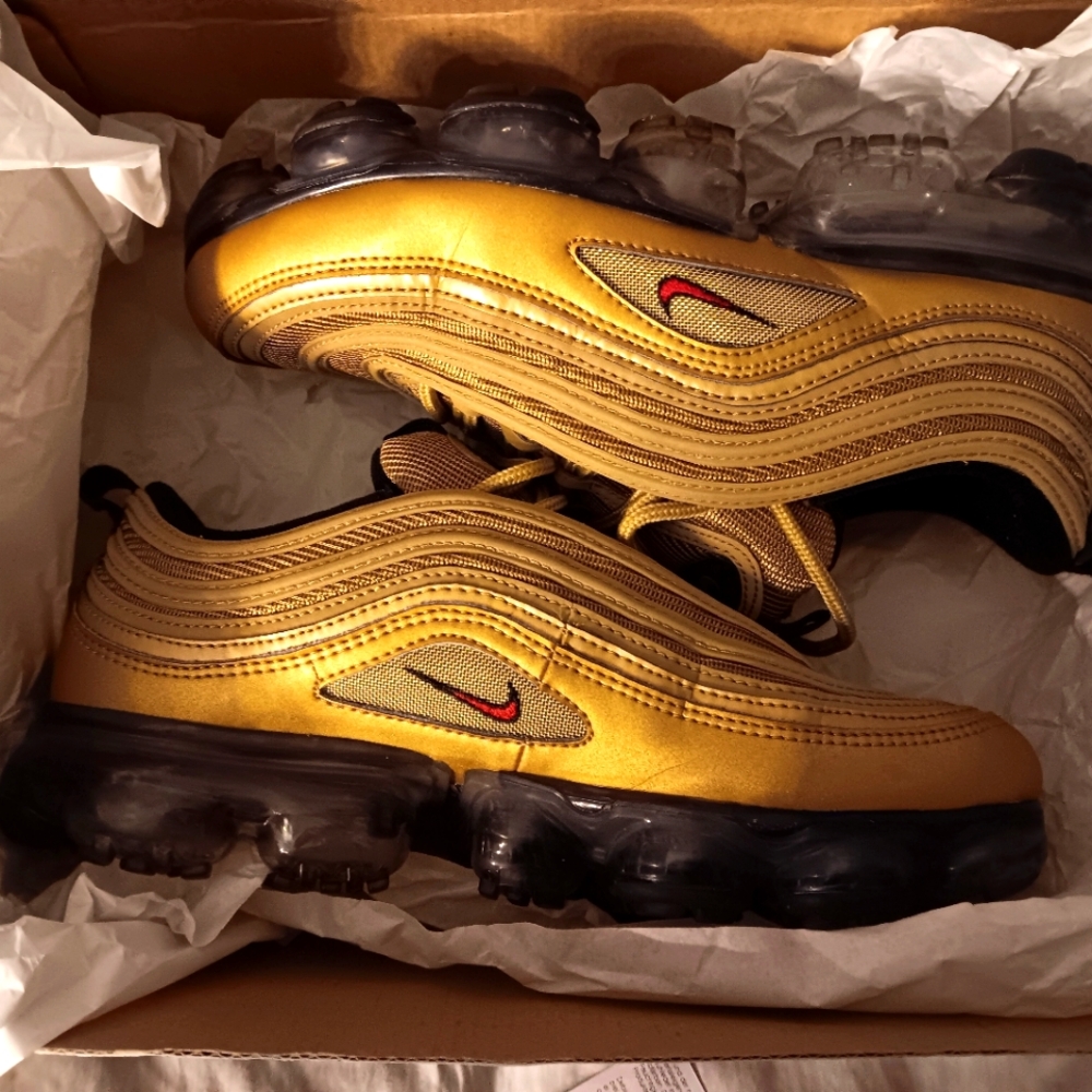 Nike Gold and Black Air Max Sneakers
